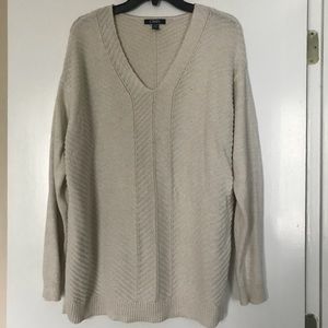 Chaps 2x Beige Sparkle Knit Sweater